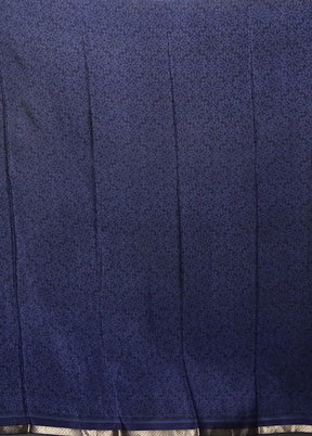 Blue Handloom Chiffon Pure Silk Saree With Blouse Piece