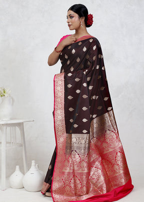 Maroon Banarasi Silk Saree Without Blouse Piece - Indian Silk House Agencies