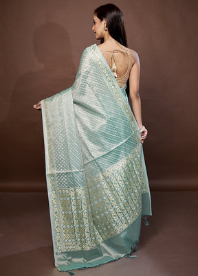 Green Kora Silk Saree With Blouse Piece - Indian Silk House Agencies