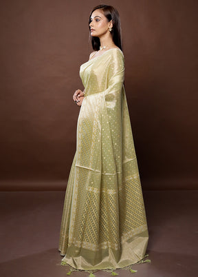 Green Kora Silk Saree With Blouse Piece - Indian Silk House Agencies