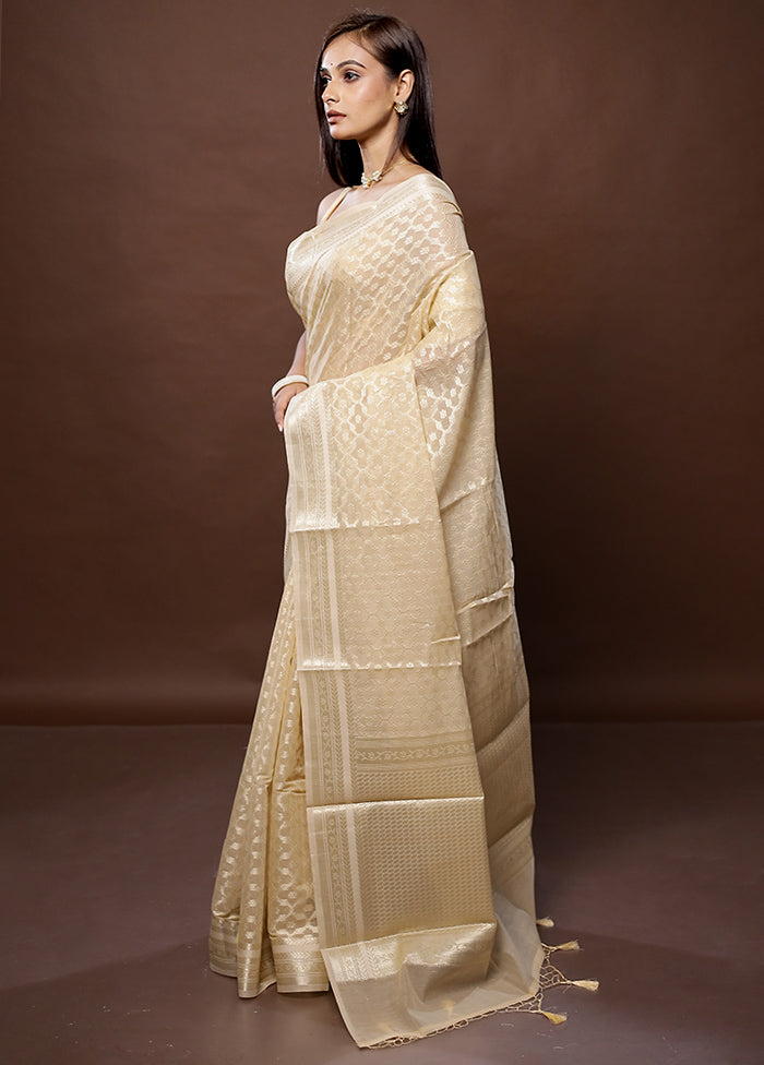 Cream Cotton Saree With Blouse Piece - Indian Silk House Agencies