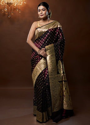 Purple Handloom Banarasi Pure Silk Saree With Blouse Piece - Indian Silk House Agencies
