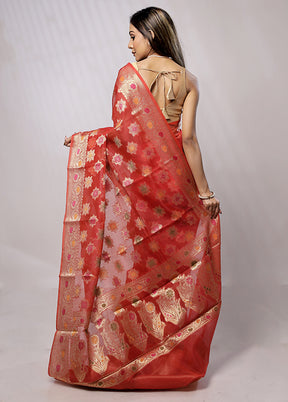 Red Cotton Saree With Blouse Piece - Indian Silk House Agencies