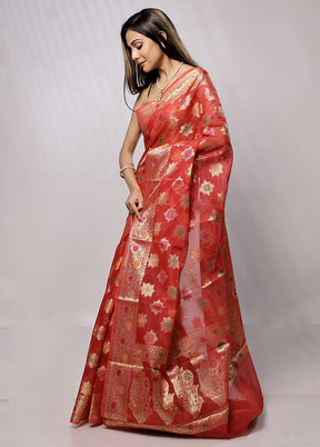 Red Cotton Saree With Blouse Piece - Indian Silk House Agencies