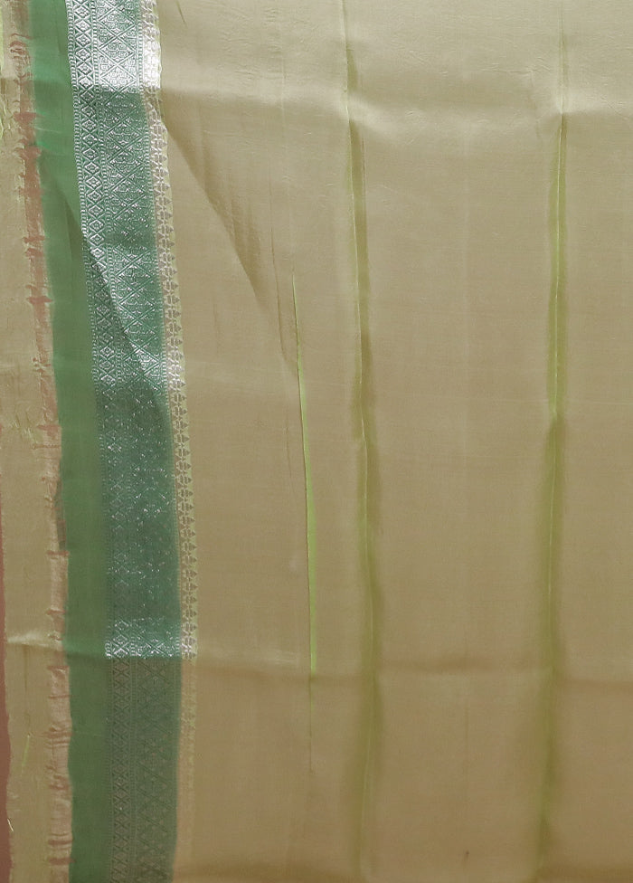 Green Handloom Pure Organza Saree With Blouse Piece