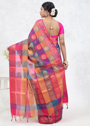 Pink Kora Silk Saree Without Blouse Piece - Indian Silk House Agencies