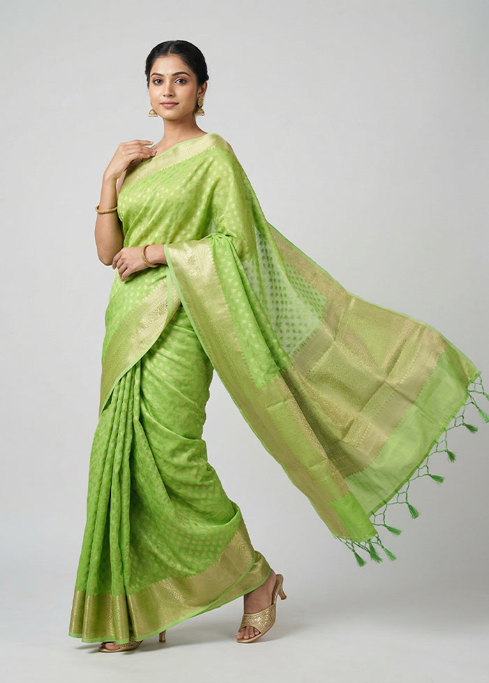 Yellow Kora Silk Saree With Blouse Piece