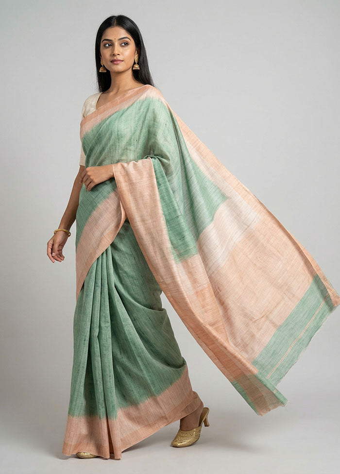Multicolor Tussar Silk Saree With Blouse Piece
