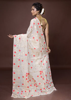 Cream Cotton Saree With Blouse Piece - Indian Silk House Agencies