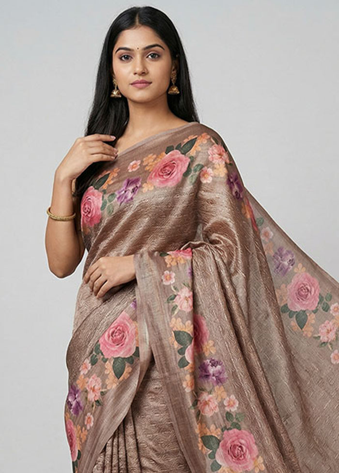 Multicolor Tussar Silk Saree With Blouse Piece