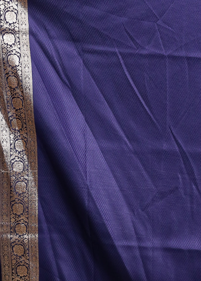 Blue Banarasi Silk Saree With Blouse Piece