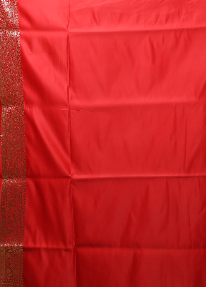 Red Banarasi Silk Saree With Blouse Piece
