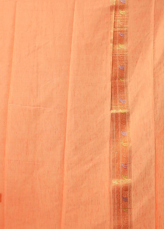 Orange Dupion Silk Saree With Blouse Piece
