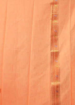Orange Dupion Silk Saree With Blouse Piece