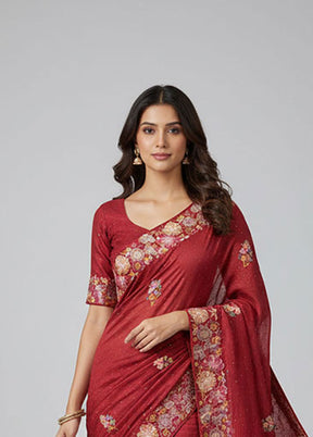 Pink Chiffon Silk Saree With Blouse Piece