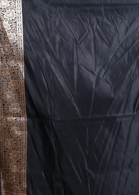 Black Banarasi Silk Saree With Blouse Piece