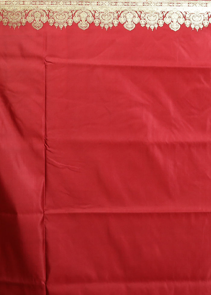 Maroon Banarasi Silk Saree With Blouse Piece