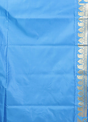 Blue Banarasi Silk Saree With Blouse Piece