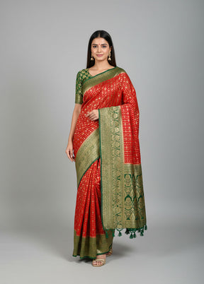 Red Georgette Saree With Blouse Piece