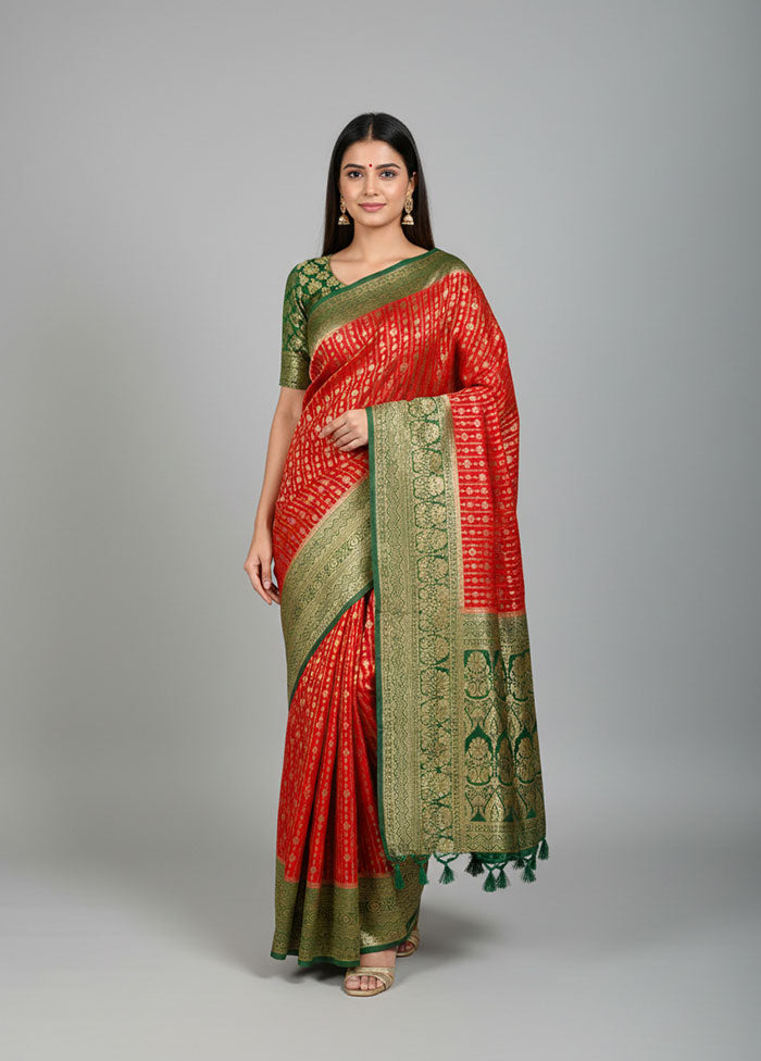 Red Georgette Saree With Blouse Piece