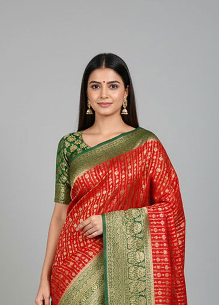 Red Georgette Saree With Blouse Piece