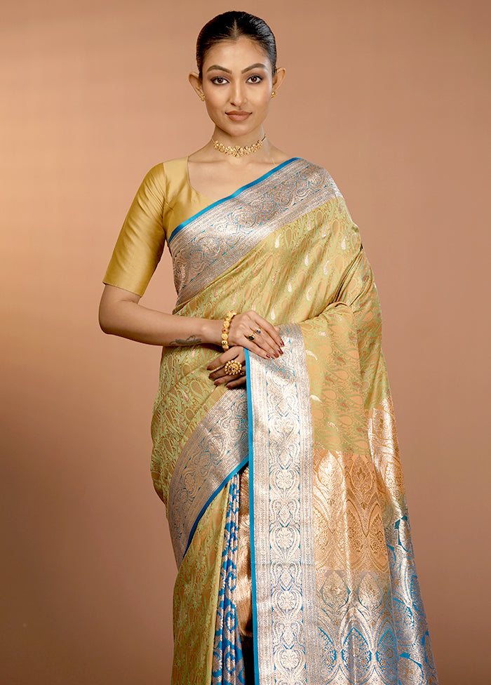 Green Tanchoi Silk Saree With Blouse Piece
