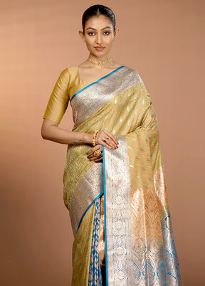 Green Tanchoi Silk Saree With Blouse Piece