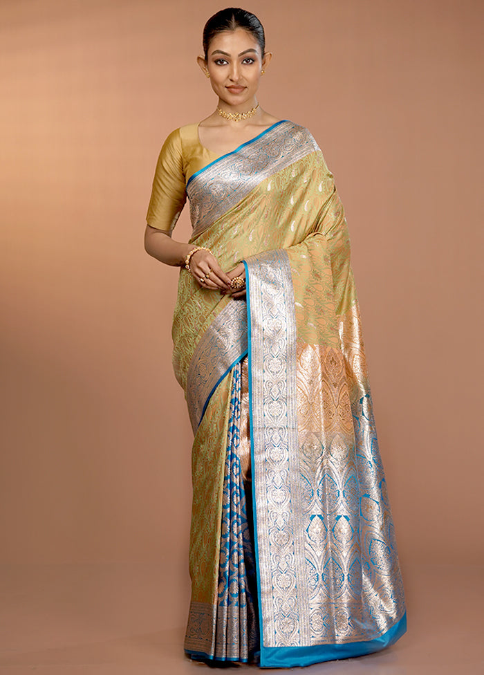 Green Tanchoi Silk Saree With Blouse Piece