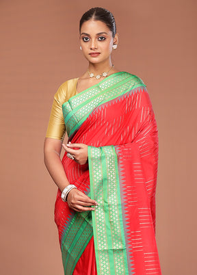 Red Kanjivaram Silk Saree With Blouse Piece