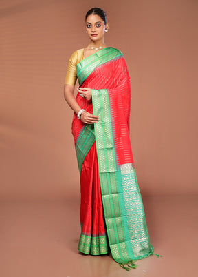 Red Kanjivaram Silk Saree With Blouse Piece