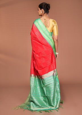 Red Kanjivaram Silk Saree With Blouse Piece