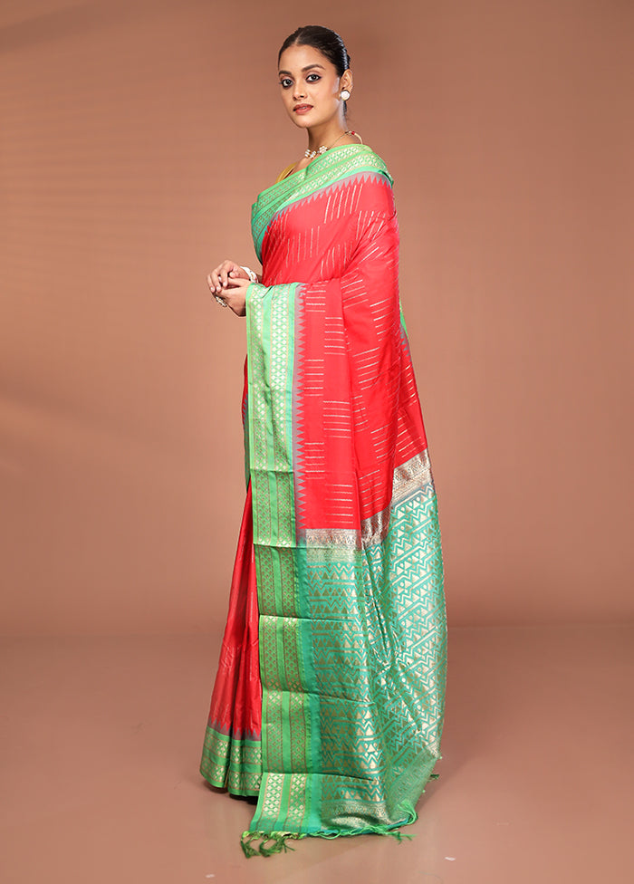 Red Kanjivaram Silk Saree With Blouse Piece
