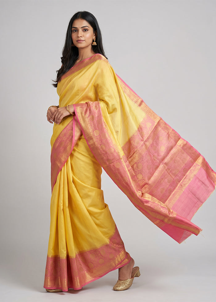 Peach Handloom Dupion Pure Silk Saree With Blouse Piece