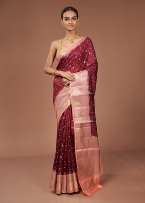 Purple Handloom Dupion Pure Silk Saree With Blouse Piece