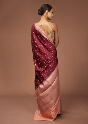 Purple Handloom Dupion Pure Silk Saree With Blouse Piece