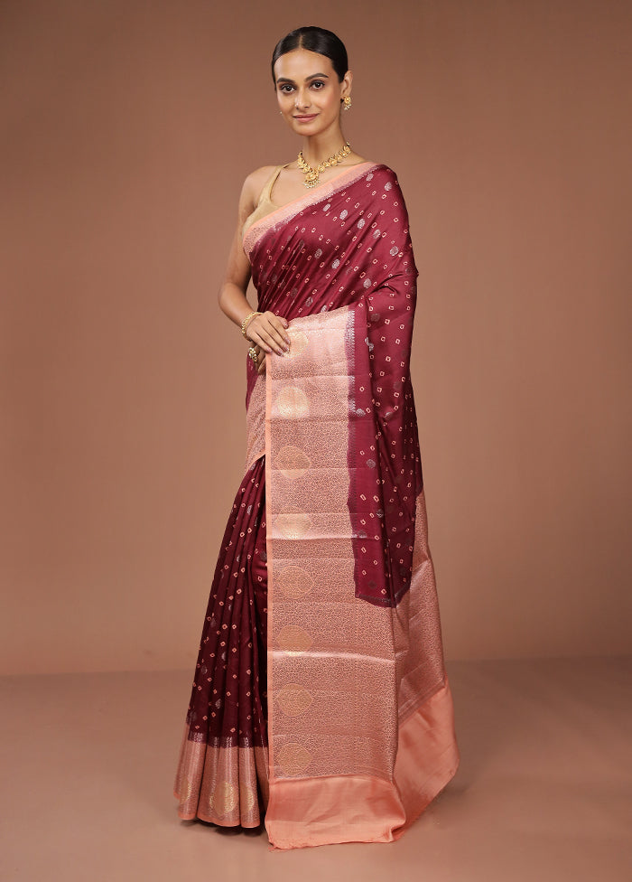 Purple Handloom Dupion Pure Silk Saree With Blouse Piece