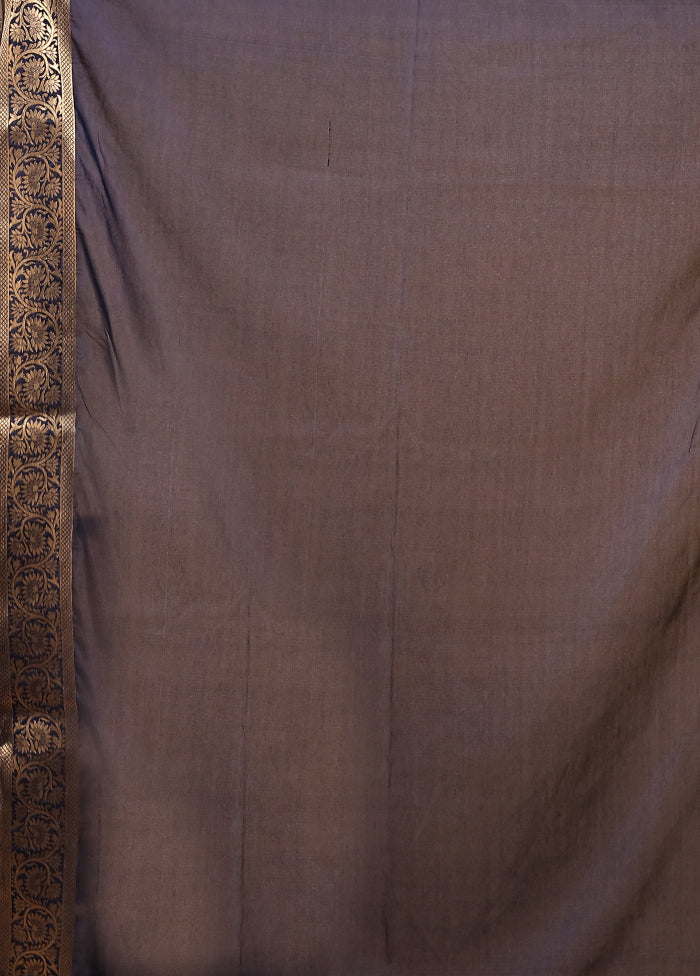 Blue Dupion Silk Saree With Blouse Piece