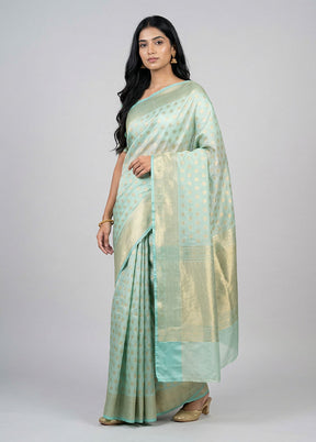 Green Organza Saree With Blouse Piece