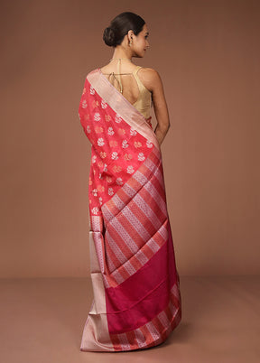 Pink Dupion Silk Saree With Blouse Piece