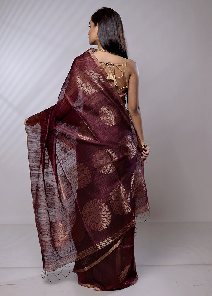 Purple Handloom Matka Pure Silk Saree With Blouse Piece - Indian Silk House Agencies
