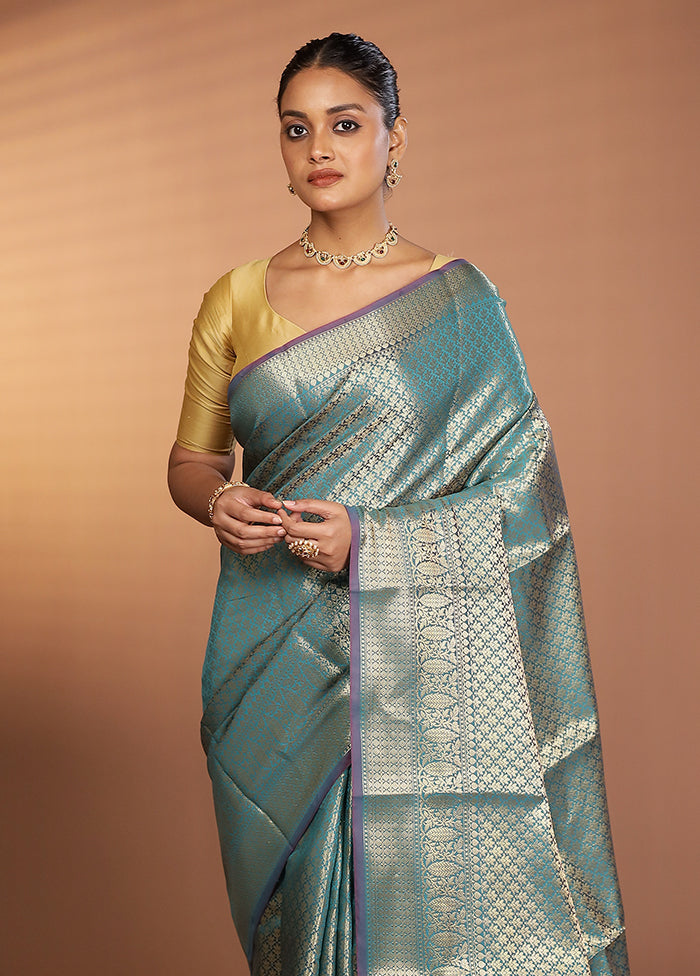 Green Kora Silk Saree With Blouse Piece