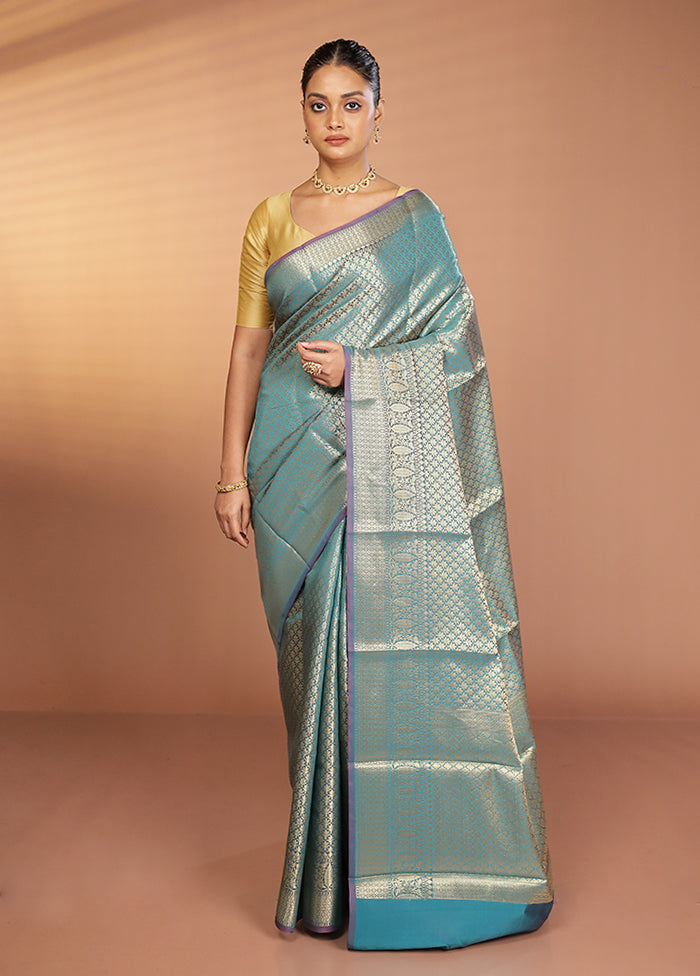 Green Kora Silk Saree With Blouse Piece