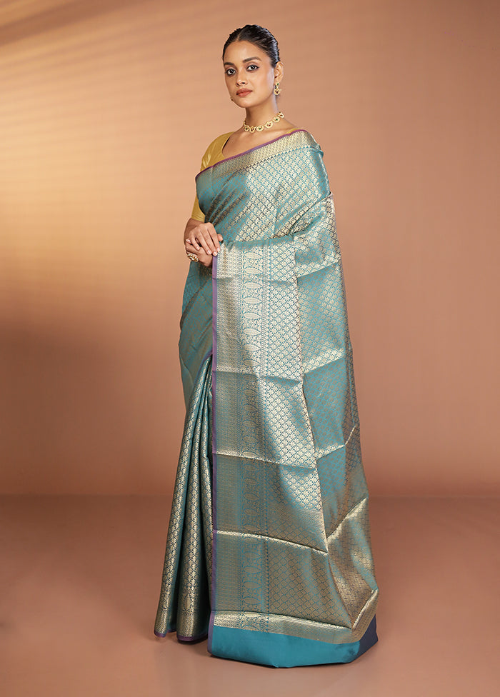 Green Kora Silk Saree With Blouse Piece