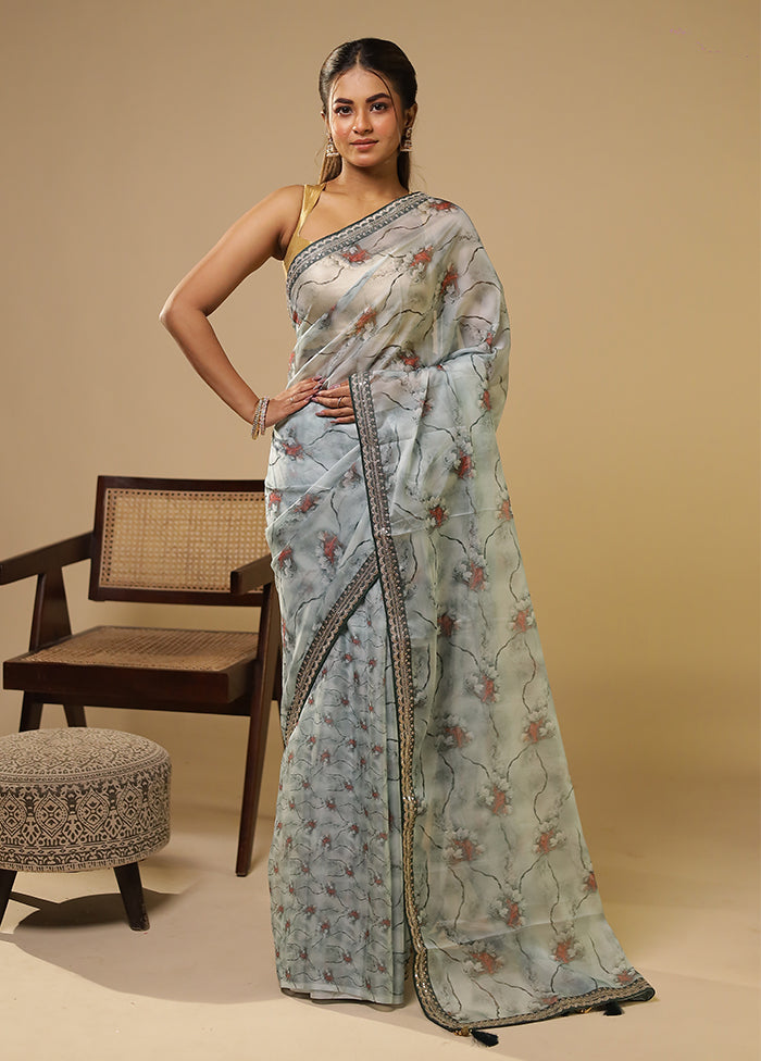 Green Dupion Silk Saree With Blouse Piece