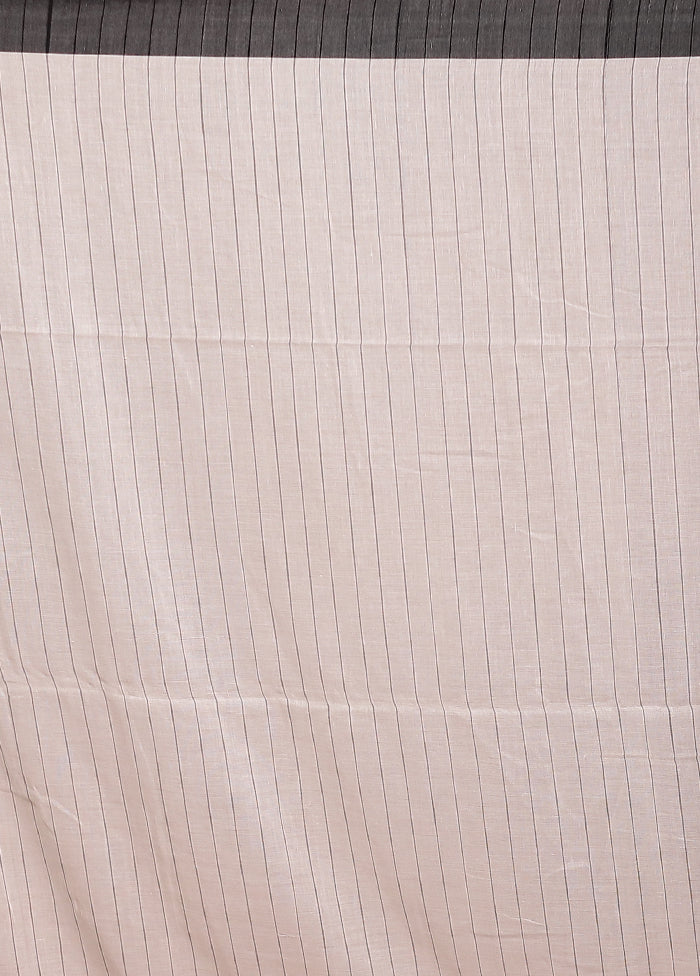 White Pure Cotton Saree With Blouse Piece