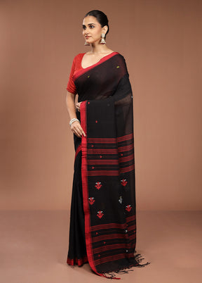 Black Pure Cotton Saree With Blouse Piece