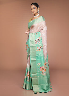 Pink Dupion Silk Saree With Blouse Piece