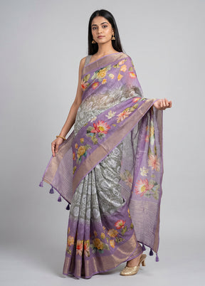 Multicolor Dupion Silk Saree With Blouse Piece