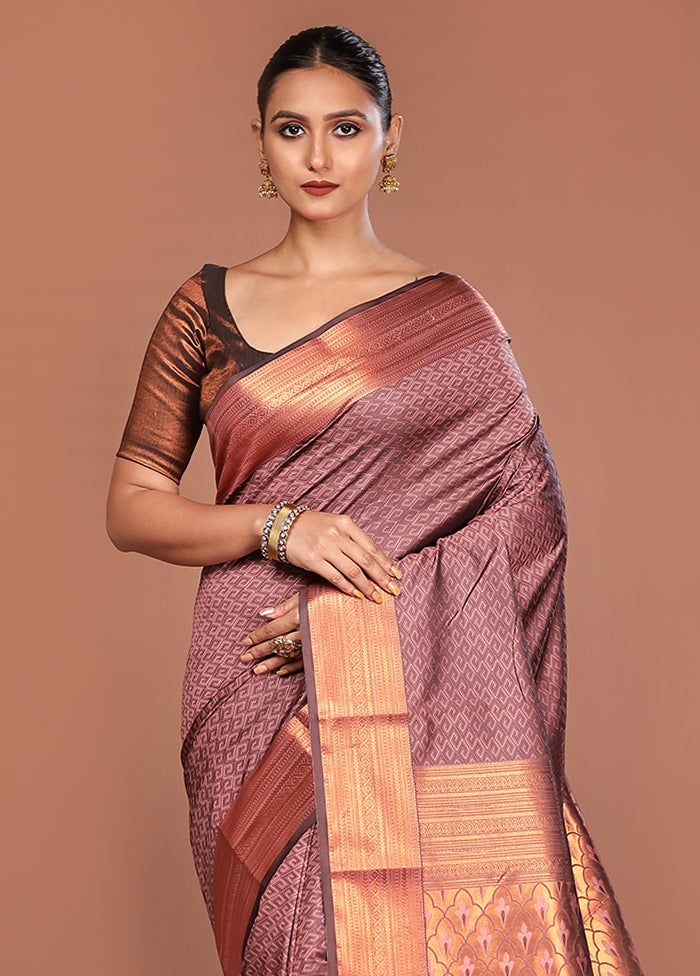 Pink Kanjivaram Silk Saree With Blouse Piece