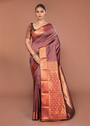 Pink Kanjivaram Silk Saree With Blouse Piece